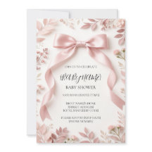 Roze Strik Meisje Baby Shower Uitnodiging, Persoon