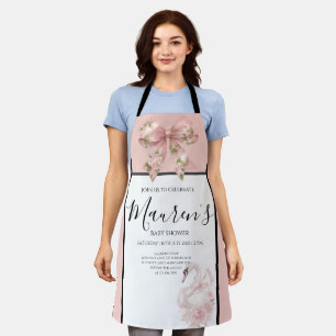 Roze Strik Meisje Baby Shower Uitnodiging Schort