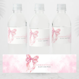Roze Strik Meisje Baby Shower Waterfles Etiket