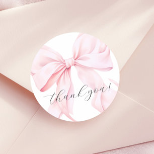 Roze Strik Meisje Eerste Verjaardag Ronde Sticker