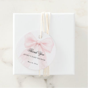 Roze Strik Meisje Moderne Baby Shower Bedankjes Labels