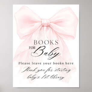 Roze Strik Meisje Moderne Baby Shower Boek Verzoek Poster
