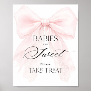 Roze Strik Meisje Moderne Baby Shower Zoete Trakta Poster