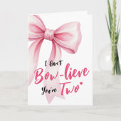 Roze Strik Meisjes Gefeliciteerd 2e Verjaardag Ver Kaart (Voorkant)