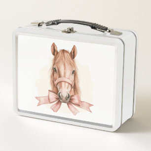 Roze strik meisjesachtig dier waterverf paard