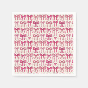 Roze Strik Met Hartjes En Krullen Patroon Servet
