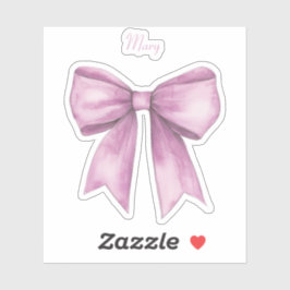 Roze strik met naam Vinyl Sticker