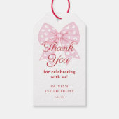 Roze Strik Minnares Meisje Verjaardagsfeestje Cadeaulabel (Voorkant)