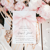 Roze Strik Moderne Baby Shower Meisje Kaart