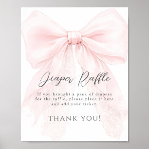 Roze strik moderne baby shower meisje poster