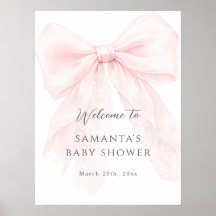 Roze strik moderne baby shower meisje