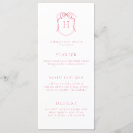 Roze strik monogram borstkam Baby shower Menu