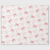 Roze Strik Naam Cadeaupapier (Vlak)