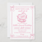 Roze strik, neem je taart en eet het op twee verja kaart (Voorkant)