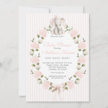 Roze strik olifant Meisje Baby Shower