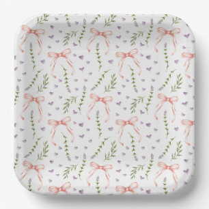 Roze Strik Papier Borden, Lint Feestartikelen Papieren Bordje