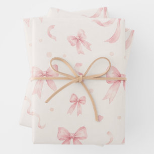 Roze Strik Papier Met Strik Simple Coquette Inpakpapier Vel