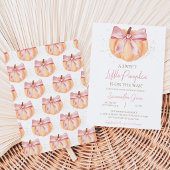 Roze Strik Pompoen Baby Shower Kaart