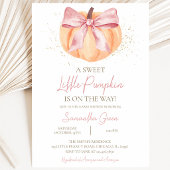 Roze Strik Pompoen Baby Shower Kaart