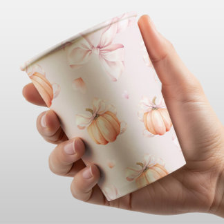 Roze Strik Pompoen Baby Shower Papieren Beker