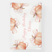 Roze Strik Pompoen Verjaardag Achtergrond Banner (Verticaal)