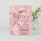 Roze Strik Retro Bruiloftsfeest Script Kaart (Staand voorkant)