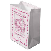 Roze Strik Retro Hart Coquette Cake Bruidsmeisje F Medium Cadeauzakje (Achterkant Gekanteld)