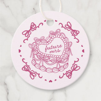 Roze Strik Retro Hart Coquette Cake Bruidsmeisjes  Bedankjes Labels