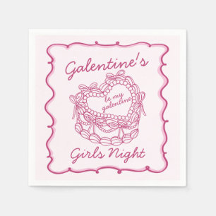 Roze Strik Retro Hart Coquette Cake Galentines Servet