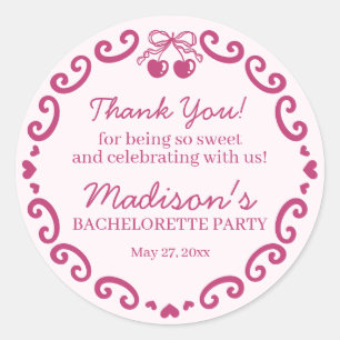 Roze Strik Retro Hart Coquette Taart Verlovingsfee Ronde Sticker