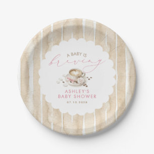 Roze Strik Roastkoffie Baby Is Brewing Meisje Baby Papieren Bordje