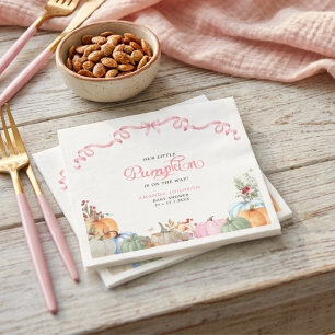 Roze Strik Roos Een Klein Pompoen Baby Shower Servet