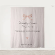 Roze Strik Roos Meisje Baby Shower Achtergrond