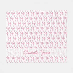 Roze Strik Roze Baby Meisje Persoonlijke Naam Fleece Deken