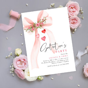 Roze strik roze harten gal vriendinnen Valentijnsd Kaart