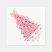 Roze Strik Roze Kerstboom Servet (Voorkant)
