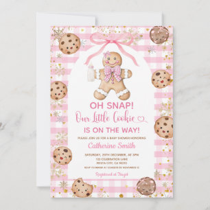 Roze Strik Roze Koek Christmas Baby Shower Gingham Kaart