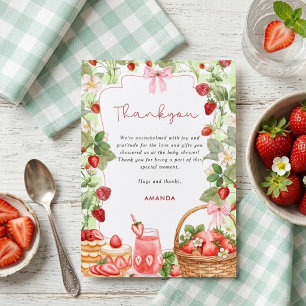 Roze Strik Rozenbessen Zoete Aardbeien Baby Shower Kaart