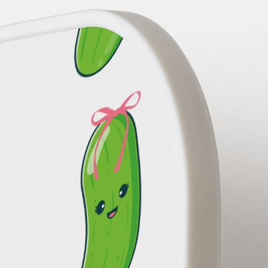 Roze strik schattige augurk print pickleball paddle (Links Detail)