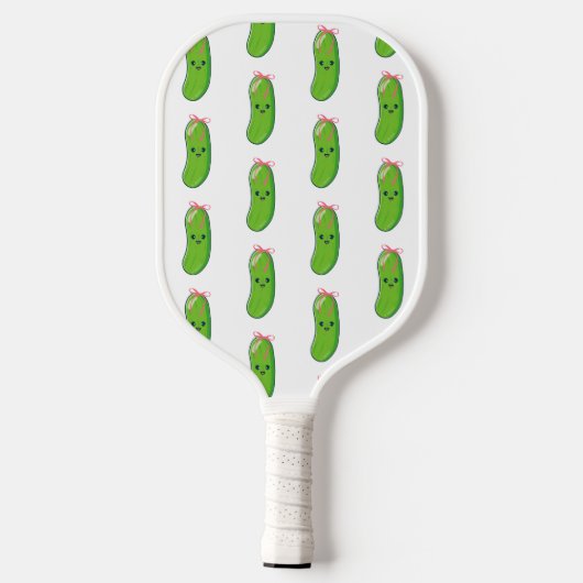 Roze strik schattige augurk print pickleball paddle (Achterkant)