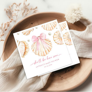 Roze strik schelp babyshower servetten