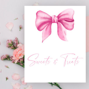 Roze strik - snoep en traktaties baby shower poste poster