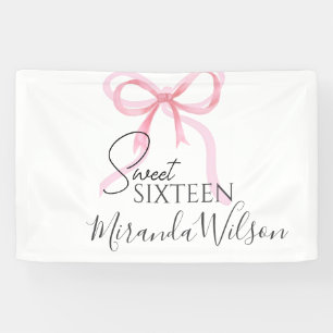 Roze Strik Sweet Sixteen Verjaardag Spandoek