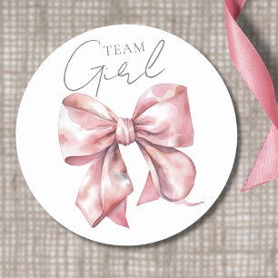 Roze Strik Team Meisje Geslacht Onthulling Ronde Sticker