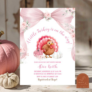 Roze Strik Turks Baby Shower Uitnodiging