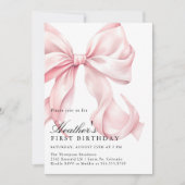 Roze Strik Verjaardagsfeest Coquette Strik Kaart (Voorkant)
