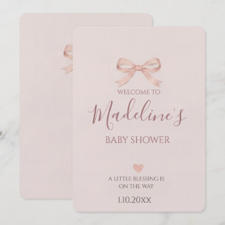 Roze Strik Verleidelijke Meisje Baby Shower Kaart