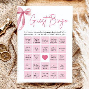 Roze Strik Vind de Gast Bingo Bruidsfeest Spel Kaart