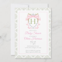 Roze Strik Watermerk Baby Shower Uitnodiging