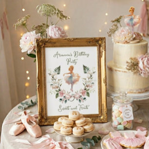 Roze Strik Watervlek Ballerina Verjaardag Zoete Sn Poster